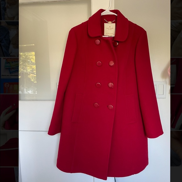 Red Wool Blend Kate Spade Swing Back Coat - M